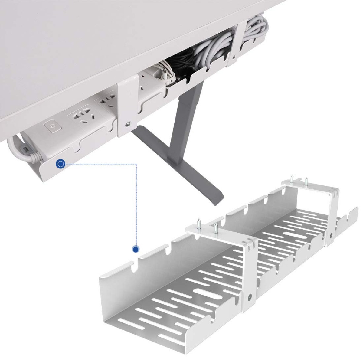 Desk Setup Living Room - Organizer na kable pod biurko, żelazny