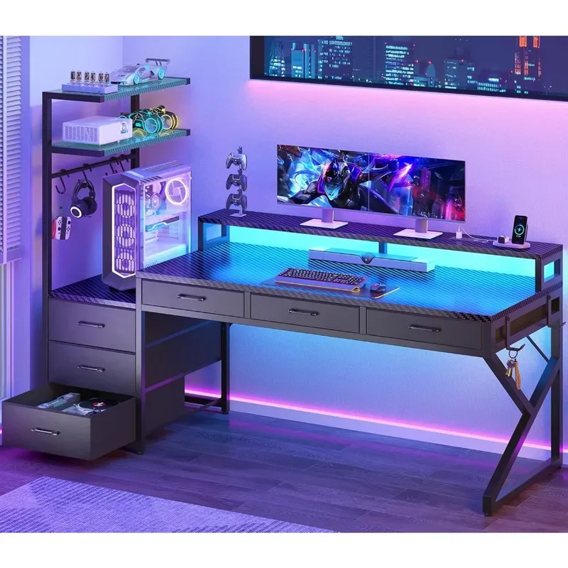 Desk Setup Corner - Biurko gamingowe 55 cali z 6