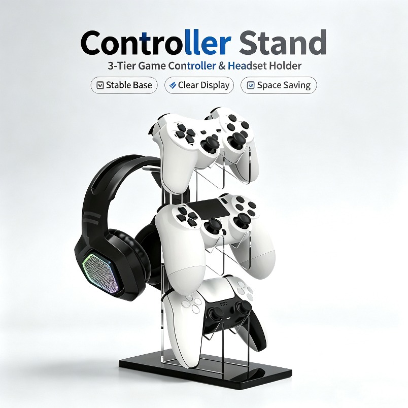 Desk Setup Headphone Stand - Stojak na kontrolery, 3-poziomowy wieszak na