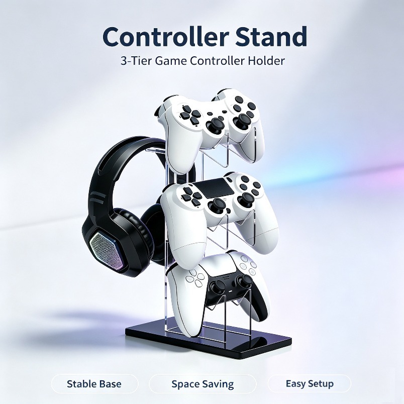 Desk Setup Headphone Stand - Stojak na gry 3-poziomowy, uchwyt na