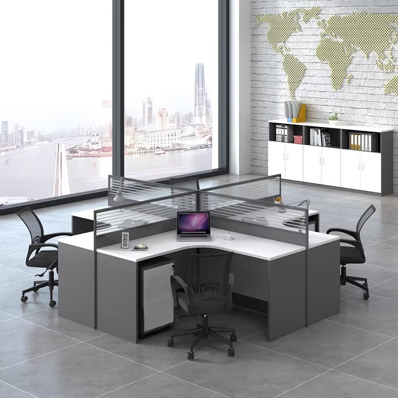 Białe biurko do biura dla 2, 4 – Desk Setup L Shaped recenzja i cena