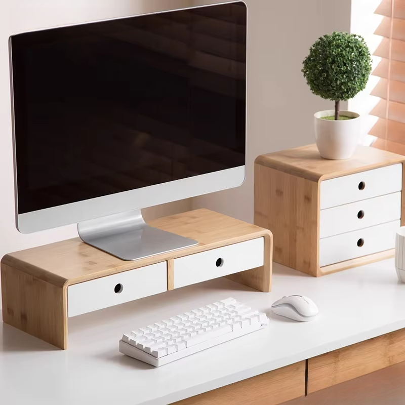 Podstawka pod monitor z bambus – Desk Setup Living Room recenzja i cena